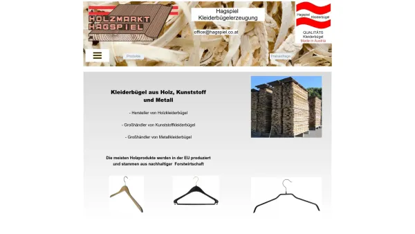 Website Screenshot: Hagspiel Josef Kleiderbügel aus Österreich direkt vom Erzeuger - Kleiderbügel Hagspiel / Made in Austria - Date: 2023-06-15 16:02:34
