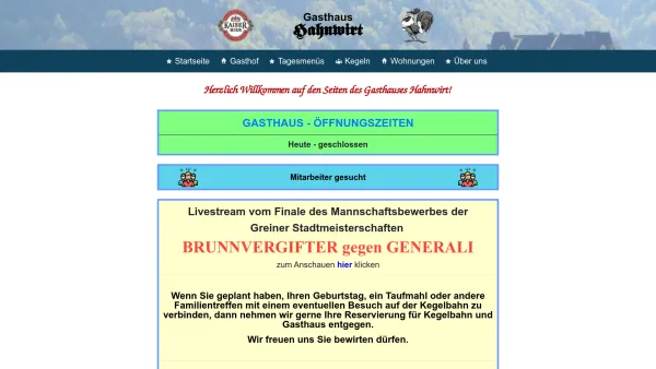Website Screenshot: Gasthof Gasthaus Hahnwirt - Gasthaus Hahnwirt - Date: 2023-06-14 10:40:23