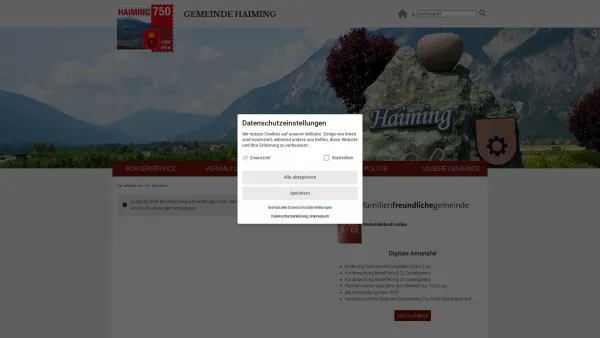 Website Screenshot: Gemeindeamt Haiming RiS-Kommunal - Haiming in Tirol - Startseite - Date: 2023-06-22 15:02:05