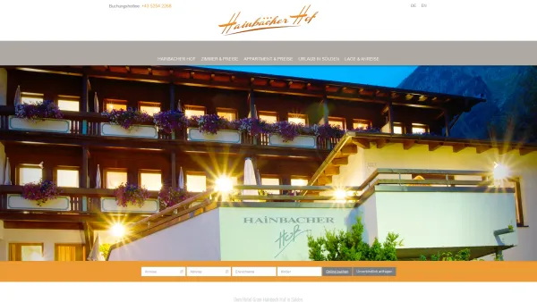 Website Screenshot: Eugen Hainbacherhof Urlaub und Unterkunft Sölden Tirol Österreich Austria Pension Hotel - Hotel Garni Hainbacher Hof | Alpenambiente | Sölden - Date: 2023-06-22 15:02:05