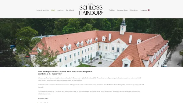 Website Screenshot: Schloss Haindorf Hotelbetriebs GmbH - (Deutsch) Hotel Langenlois & Seminarhotel Schloss Haindorf Langenlois Kamptal - Date: 2023-06-22 15:02:05