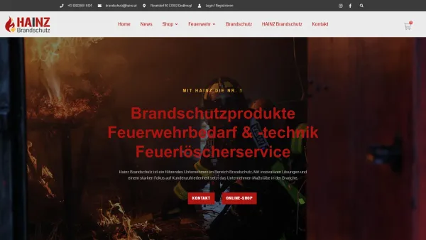 Website Screenshot: HAINZ Herbert Handel mit Brandschutzprodukten Ausrüstungen und Feuerloescherservice - Home | Hainz Brandschutz GmbH | Feuerwehrbedarf | Österreich - Date: 2023-06-22 15:02:05