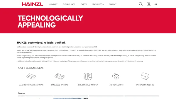 Website Screenshot: Hainzl Industriesysteme GmbH - HAINZL Technology for higher standards - Date: 2023-06-14 10:40:23