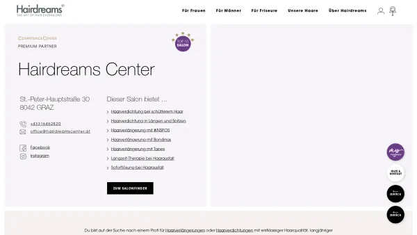 Website Screenshot: Hairdreamscenter Graz - Hairdreams Center – Hairdreams Salon – GRAZ - Date: 2023-06-15 16:02:34