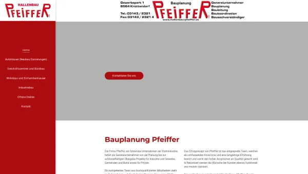 Website Screenshot: HALLENBAU-PFEIFFER GMBH, EXCLUSIVE PFEIFFER-BAUPLANUNG GMBH - Hallenbau Pfeiffer aus Voitsberg in der Steiermark - Date: 2023-06-14 10:36:53