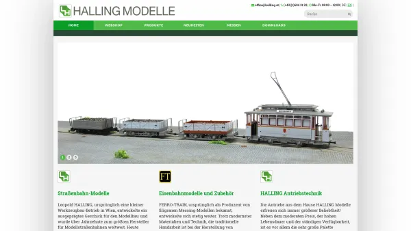 Website Screenshot: Straßenbahnmodelle Eisenbahnmodelle Werkzeugbau und Konstruktionsbüro Leopold Halling - Halling, Ferro-Train, Stängl - Home - Date: 2023-06-22 15:12:08