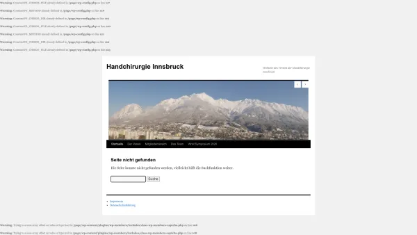 Website Screenshot: Handchirurgie Innsbruck - Seite nicht gefunden | Handchirurgie Innsbruck - Date: 2023-06-14 10:40:23