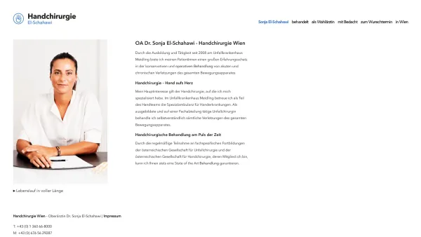 Website Screenshot: Handchirurgie Wien  Fachärztin Dr. Sonja El-Schahawi - Handchirurgin FA Dr. Sonja El-Schahawi - Handchirurgie Wien - Date: 2023-06-26 10:26:22
