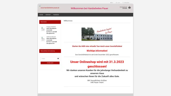 Website Screenshot: Handarbeiten Pauer - www.handarbeiten-pauer.at - www.handarbeiten-pauer.at - Date: 2023-06-14 10:38:26