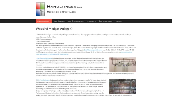 Website Screenshot: Handlfinger GmbH - Handlfinger GmbH – Medizinische Gasanlagen - Date: 2023-06-15 16:02:34