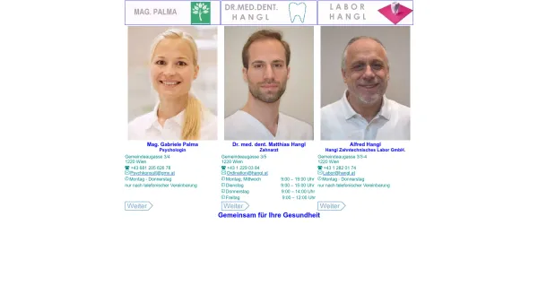 Website Screenshot: HANGL Zahntechnisches Labor GmbH. - Ordination Dr. Matthias Hangl - Date: 2023-06-14 10:40:26