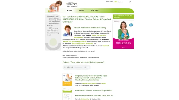 Website Screenshot: Verlag Beratung Information Mag. Ingeborg Hanreich, IBCLC - Ratgeber Ernährung für Mutter, Baby und Kind - Hanreich Verlag - Date: 2023-06-22 15:02:09