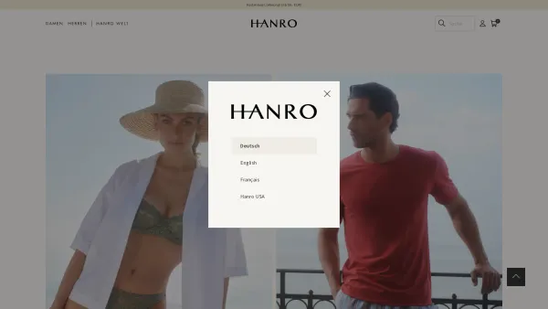 Website Screenshot: Hanro International GmbH - HANRO: Home DE - Date: 2023-06-22 15:02:09