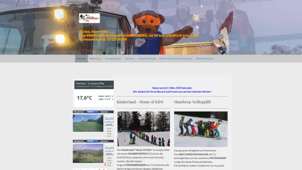Website Screenshot: Schi u. Sport-Union St. Johann am Wimberg/Oberösterreich - HANSBERG Familienschigebiet - www.hansberg.at - Date: 2023-06-14 10:40:26