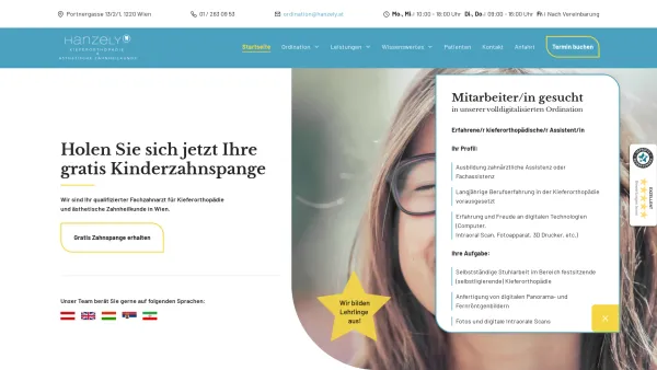Website Screenshot: Hanzely Kieferorthopädie - Ihr Zahnarzt / Kieferorthopäde DDr. Zsigmond Hanzely in Wien - Date: 2023-06-26 10:26:22