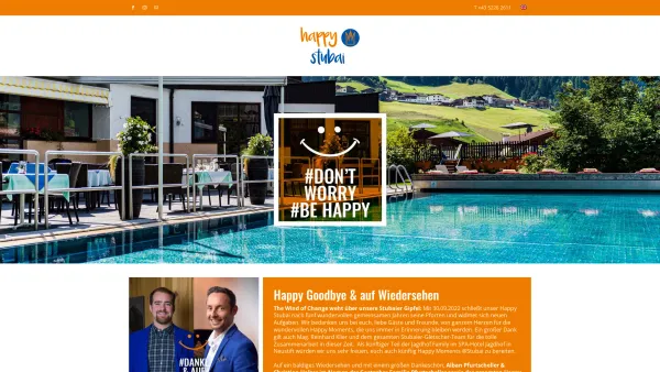 Website Screenshot: Wintersport Tirol Aktiengesellschaft Co. Happy Stubai Stubaital Hotel Happy Stubai Familienurlaub Familienhotel - Dein Hotel in Neustift - Happy Stubai - Stubaital - Tirol - Austria - Hostel - Date: 2023-06-22 15:02:09