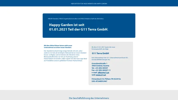 Website Screenshot: HappyGarden Steiner - G11 Unternehmensverbund AG - Happy Garden - Date: 2023-06-22 15:02:09