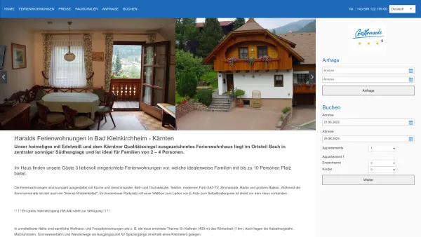 Website Screenshot: Krenn Haralds Ferienwohnungen Bad Kleinkirchheim - ▷ Ferienwohnungen ⇒ Ferienwohnung in Bad Kleinkirchheim | Haralds Ferienwohnung - Date: 2023-06-22 15:12:08