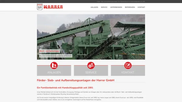 Website Screenshot: Harrer Ges.m.b.H. Förder-, Sie und Aufbereitungsanlagen - Förder- Sieb- und Aufbereitungsanlagen von Harrer GmbH : Harrer GmbH - Date: 2023-06-15 16:02:34