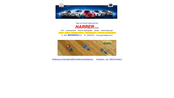 Website Screenshot: HARRER GmbH - TOYOTA HARRER Weitersfeld NewHolland - Date: 2023-06-22 15:13:48