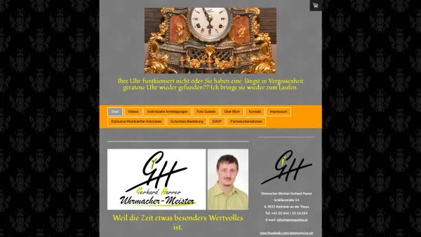 Website Screenshot: Uhrmacher-Meister Gerhard Harrer - Uhren reparatur, restauration, An/Verkauf - harreraustria.at - Date: 2023-06-22 15:13:48