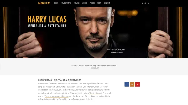 Website Screenshot: Harry Lucas Psychologische Illusion - Harry Lucas - Mentalist & Entertainer - Date: 2023-06-14 10:40:26