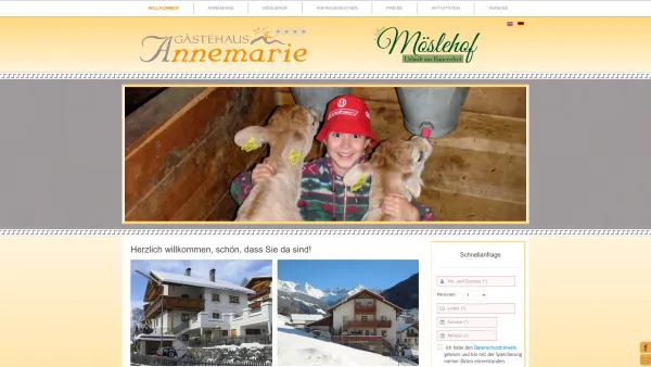 Website Screenshot: Gästehaus Annemarie Haslwanter Kauns Privatzimmer/Ferienwohnung Ski Fahren Urlaub Snowboarden Kinde - Willkommen - Gästehaus Annemarie - Kauns Tirol - Date: 2023-06-22 15:02:13