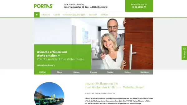 Website Screenshot: PORTAS Fachbetrieb 
Josef Haslwanter KG - PORTAS Partner Josef Haslwanter KG Bau- u. Möbeltischlerei - Silz - Date: 2023-06-22 15:02:13