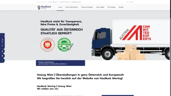 Website Screenshot: Fa. Hauruck - Privatumzug Wien | Firmenumzug Wien mit HauRuck Moving! - Date: 2023-06-14 10:40:26