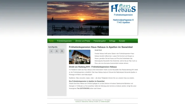 Website Screenshot: Haus Hebaus - Frühstückspension Seewinkel - Frühstückspension Haus Hebaus - Date: 2023-06-15 16:02:34