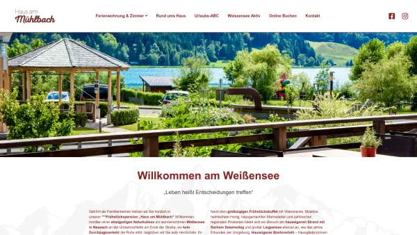 Website Screenshot: Haus am Mühlbach - Urlaub am Weissensee im Haus am Mühlbach ... - Date: 2023-06-22 15:13:48