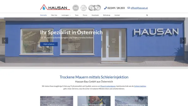 Website Screenshot: HAUSAN Bau GmbH Raasdorf Niederösterreich      - Hausan Bau Gmbh - Trockene Mauern mittels Schleierinjektion - Date: 2023-06-22 15:13:48