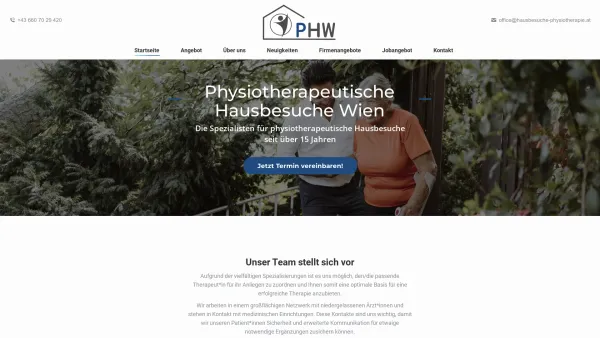 Website Screenshot: Physiotherapeutische Hausbesuche Wien - Startseite - Physiotherapie Hausbesuche Wien - Date: 2023-06-26 10:26:22