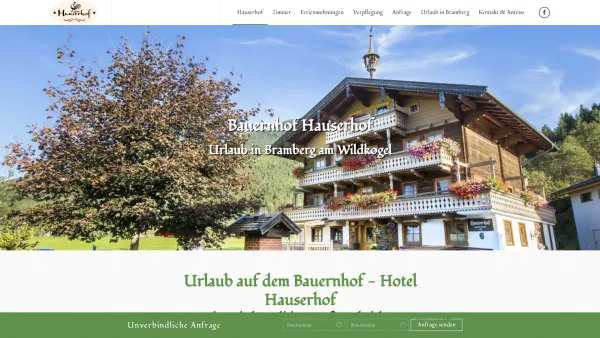 Website Screenshot: Hauserhof Bramberg am Wildkogel Land Salzburg - Urlaub im Hauserhof in Bramberg im Salzburger Pinzgau - Date: 2023-06-22 15:12:12