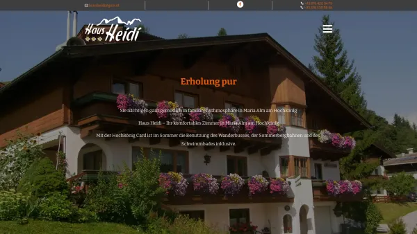 Website Screenshot: Haus Heidi - Ferienwohnung Hochkönig - Haus Heidi - Date: 2023-06-22 15:12:12