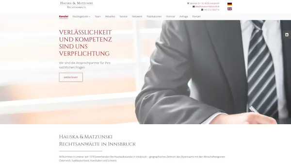 Website Screenshot: Rechtsanwaltskanzlei Hauska-Matzunski Hauptseite - Rechtsanwalt Innsbruck - Hauska & Matzunski Rechtsanwälte - Date: 2023-06-22 15:12:12