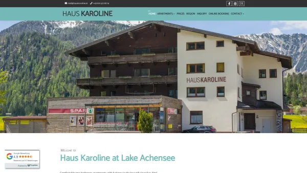 Website Screenshot: Haus Karoline Ferienwohnungen Wanderferien Familienurlaub Winterurlaub Achenkirch Tirol - Home - Haus Karoline - Date: 2023-06-22 15:12:12