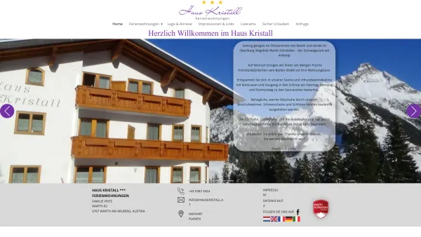 Website Screenshot: Haus Kristall Ferienwohnungen - Haus Kristall - Date: 2023-06-22 15:12:12