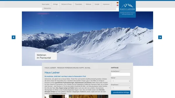 Website Screenshot: Haus Ladner - Haus Ladner – Pension Ferienwohnung Kappl Ischgl - Date: 2023-06-22 15:12:12