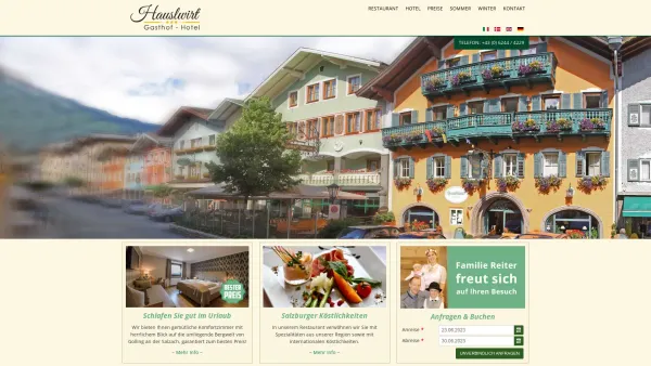 Website Screenshot: Hotel Gasthof Hauslwirt - Urlaub im Salzburger Land: Willkommen beim Hauslwirt - Date: 2023-06-22 15:12:12