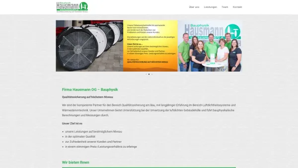 Website Screenshot: Hausmann OG Bauphysik, "Qualitätssicherung auf höchstem Niveau" - Startseite - Firma Hausmann OG - Bauphysik auf höchstem Niveau - Date: 2023-06-22 15:12:12