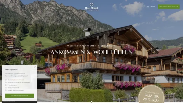 Website Screenshot: Appartements Alpbach Juwel - Ferienwohnungen mit Wellness & Sauna im Alpbachtal - Wellnessappartements Margit - Date: 2023-06-22 15:12:12