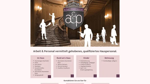 Website Screenshot: A&P Sabina Witt - a&p Hauspersonal - Koch, Hausdame, Chauffeur, Butler, Erzieherin, Pädagogen, Gärtner, Hausmeister... - Date: 2023-06-15 16:02:34