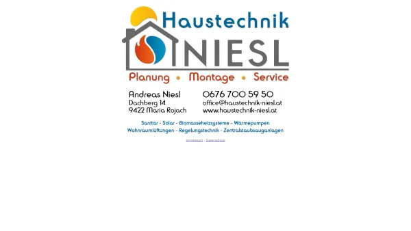 Website Screenshot: Haustechnik Niesl - Haustechnik Niesl | Planung - Montage - Service - Date: 2023-06-14 10:40:26