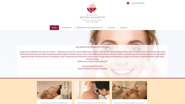 Website Screenshot: Dr. med. univ. REGINA KLAMPFER - Dr. Regina Klampfer | Hautärztin in Graz - Date: 2023-06-15 16:02:34