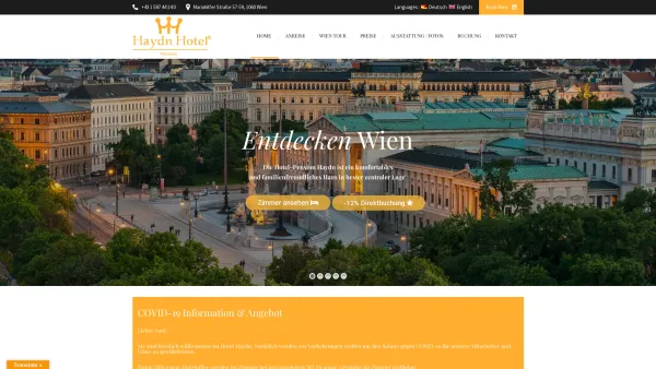 Website Screenshot: Hotel Pension Haydn*** - Home - HAYDN HOTEL - Date: 2023-06-14 10:38:07
