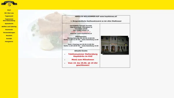 Website Screenshot: HAYDNBRÄU Restaurant und Catering www.Haydnbraeu.at - www.haydnbraeu.at - Date: 2023-06-22 15:02:17