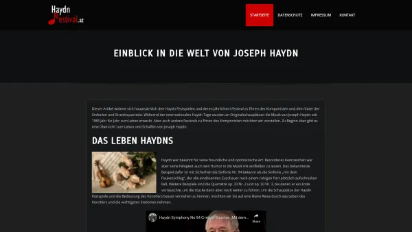 Website Screenshot: Burgenländische HAYDN FESTSPIELE EISENSTADT - Haydn Festivals - Musik von Haydn hautnah erleben - Date: 2023-06-14 10:40:29