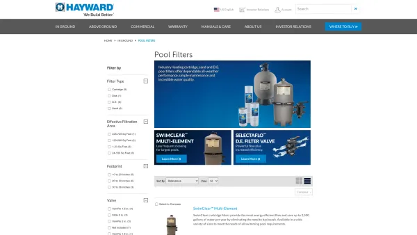 Website Screenshot: to Hayward Filtration Systems - Pool Filters | In Ground Swimming Pool Filters - Hayward Pool Products - Date: 2023-06-22 15:02:17