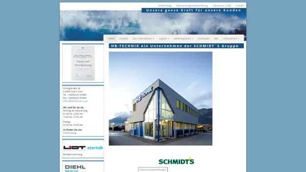 Website Screenshot: HB Technik Huber Büchele Gesellschaft m.b.H. Co. Huber Büchele - HB-TECHNIK ein Unternehmen der SCHMIDT´S Gruppe | HB-Technik - Date: 2023-06-15 16:02:34